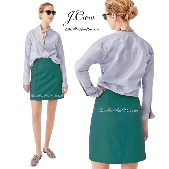 J.Crew teal a-line scalloped faux wrap mini skirt *shop@iamwarrior - Picture 1 of 10